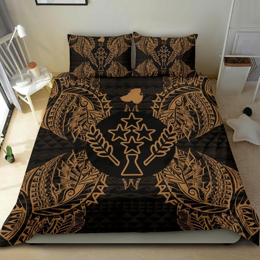 Polynesian Bedding Set - Kosrae Duvet Cover Set Map Gold