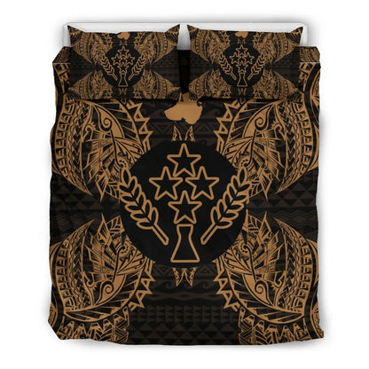Polynesian Bedding Set - Kosrae Duvet Cover Set Map Gold