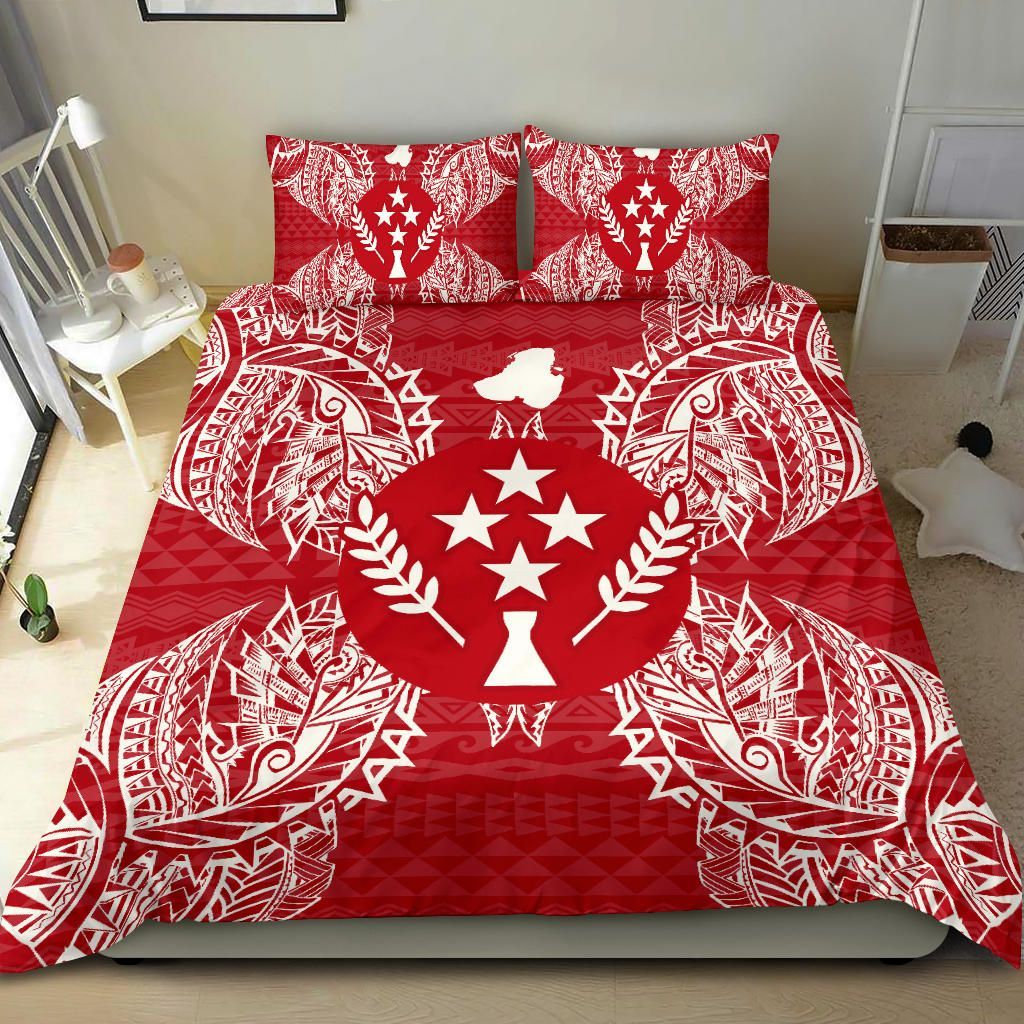Polynesian Bedding Set - Kosrae Duvet Cover Set Map Red White