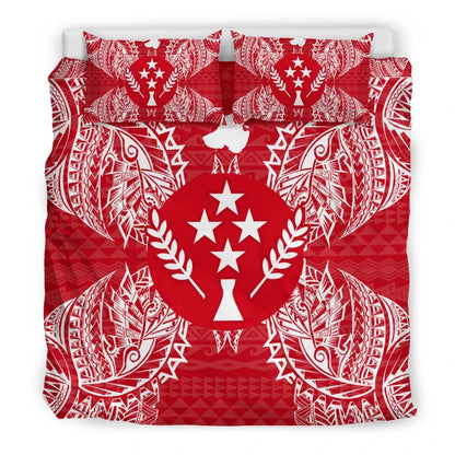 Polynesian Bedding Set - Kosrae Duvet Cover Set Map Red White