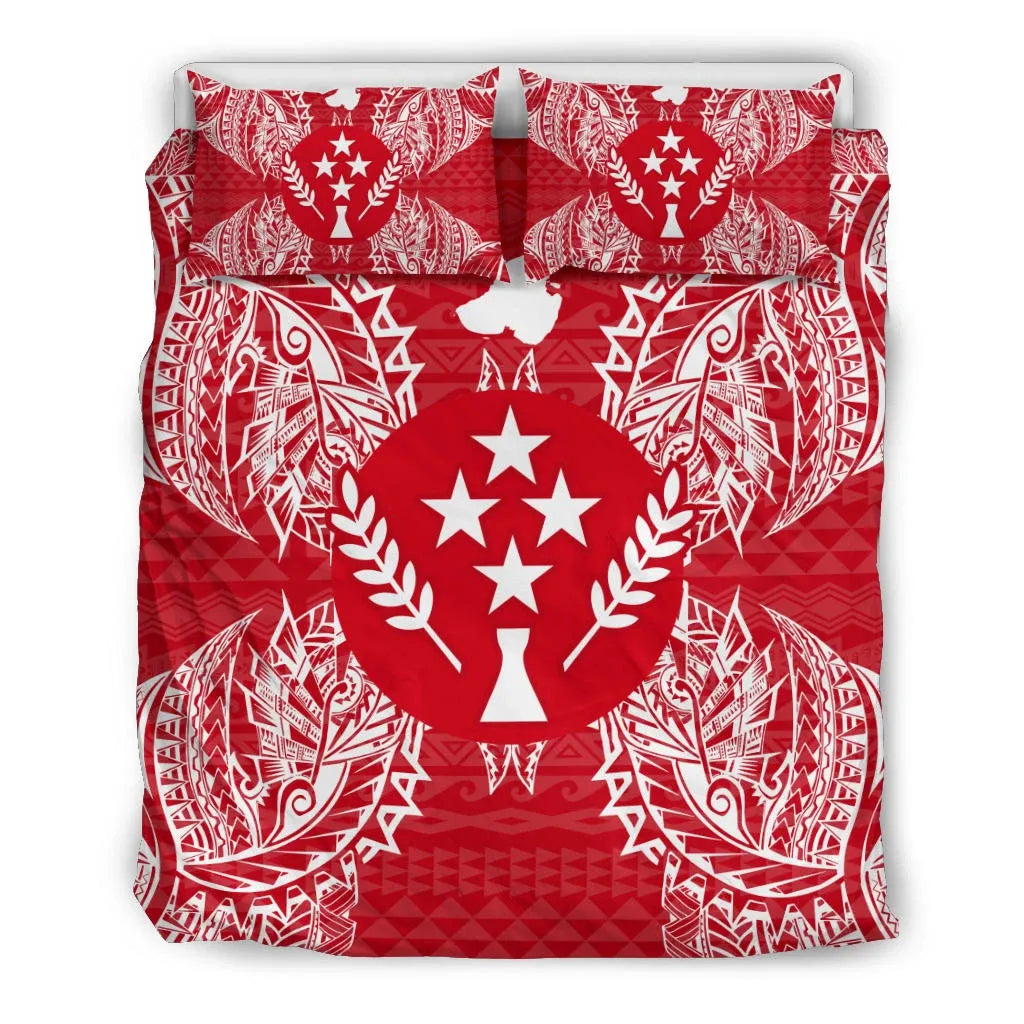 Polynesian Bedding Set - Kosrae Duvet Cover Set Map Red White