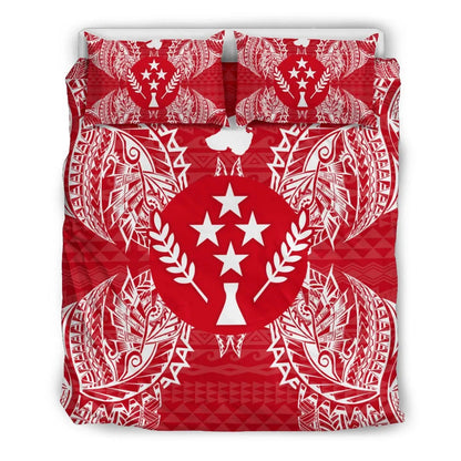 Polynesian Bedding Set - Kosrae Duvet Cover Set Map Red White