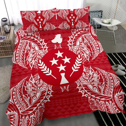 Polynesian Bedding Set - Kosrae Duvet Cover Set Map Red White