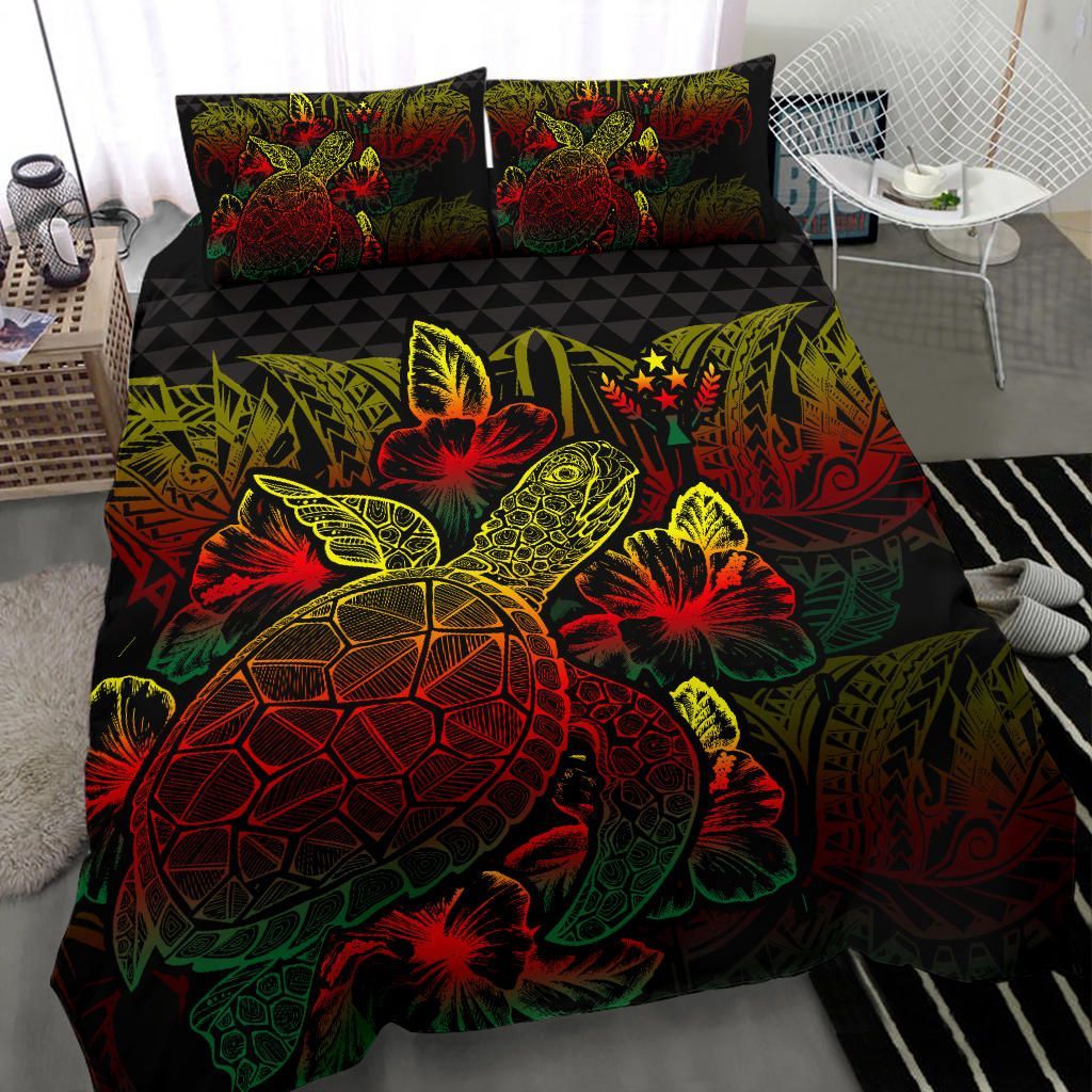 Polynesian Bedding Set - Kosrae Duvet Cover Set Reggae Color