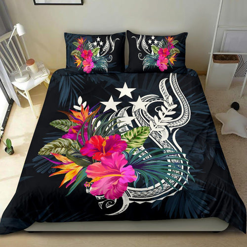 Polynesian Bedding Set - Kosrae Duvet Cover Set Tropical Flowers
