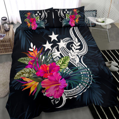 Polynesian Bedding Set - Kosrae Duvet Cover Set Tropical Flowers