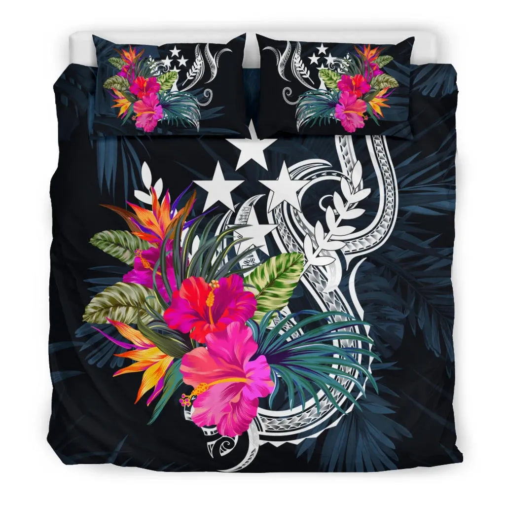 Polynesian Bedding Set - Kosrae Duvet Cover Set Tropical Flowers