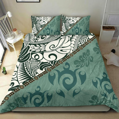 Polynesian Bedding Set - Leaves And Turtles