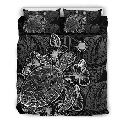 Polynesian Bedding Set - Marshall Islands Duvet Cover Set Black Color