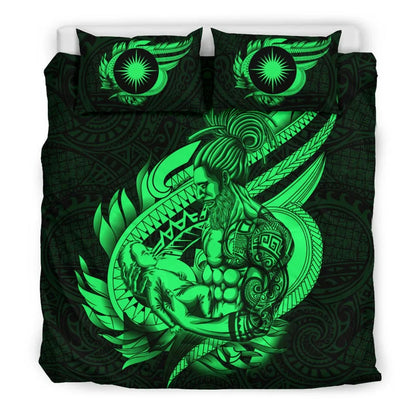Polynesian Bedding Set - Marshall Islands Duvet Cover Set Father And Son Green