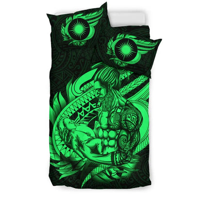 Polynesian Bedding Set - Marshall Islands Duvet Cover Set Father And Son Green