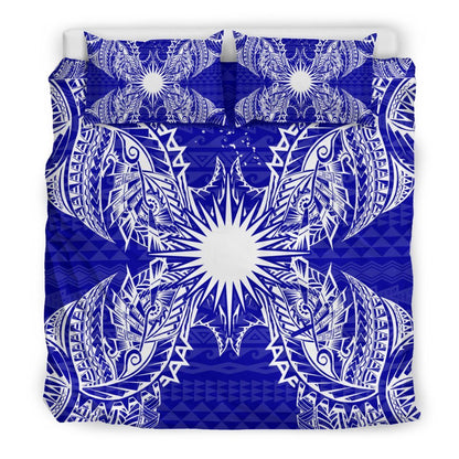 Polynesian Bedding Set - Marshall Islands Duvet Cover Set Map Blue
