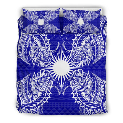 Polynesian Bedding Set - Marshall Islands Duvet Cover Set Map Blue
