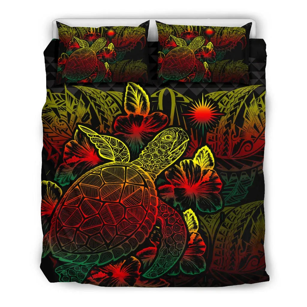 Polynesian Bedding Set - Marshall Islands Duvet Cover Set Reggae Color