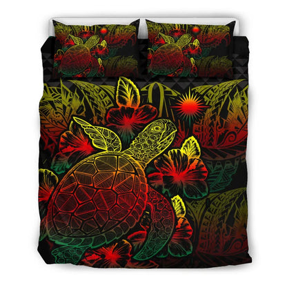 Polynesian Bedding Set - Marshall Islands Duvet Cover Set Reggae Color