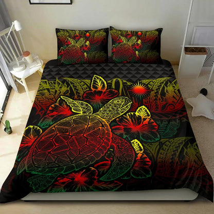 Polynesian Bedding Set - Marshall Islands Duvet Cover Set Reggae Color