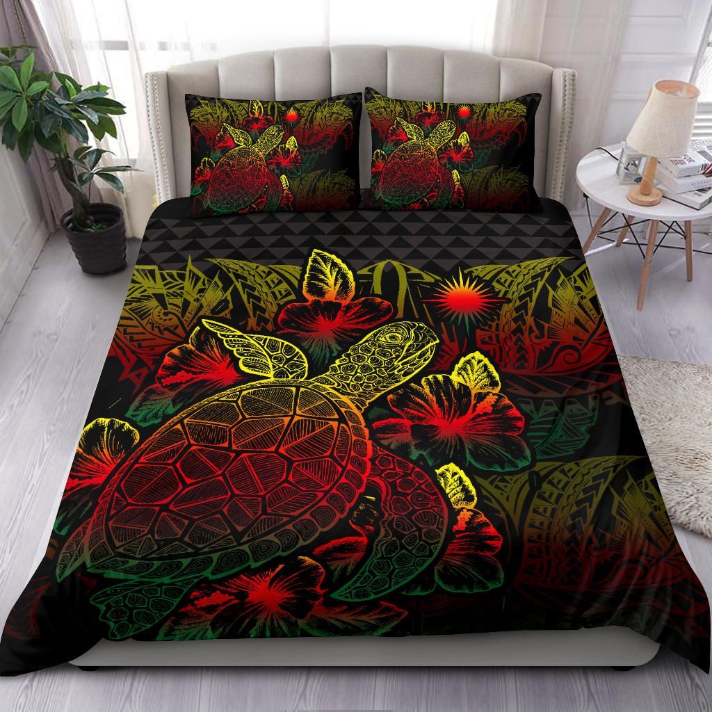Polynesian Bedding Set - Marshall Islands Duvet Cover Set Reggae Color