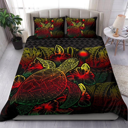 Polynesian Bedding Set - Marshall Islands Duvet Cover Set Reggae Color
