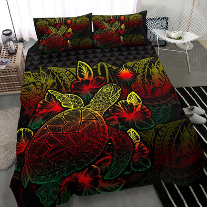 Polynesian Bedding Set - Marshall Islands Duvet Cover Set Reggae Color
