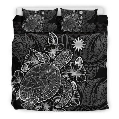 Polynesian Bedding Set - Nauru Duvet Cover Set Black Color