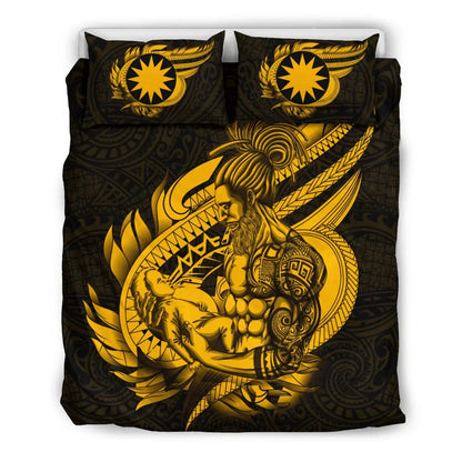 Polynesian Bedding Set - Nauru Duvet Cover Set Father And Son Gold