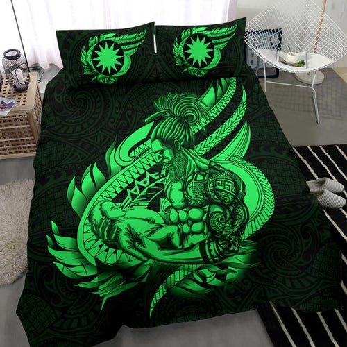Polynesian Bedding Set - Nauru Duvet Cover Set Father And Son Green