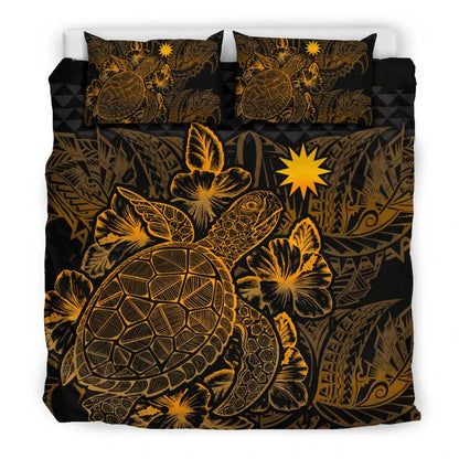 Polynesian Bedding Set - Nauru Duvet Cover Set Gold Color