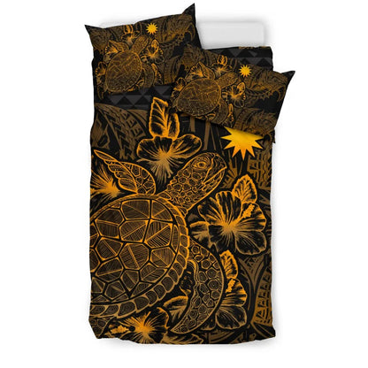 Polynesian Bedding Set - Nauru Duvet Cover Set Gold Color