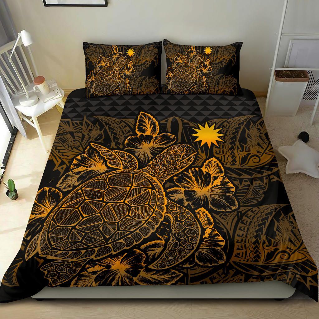 Polynesian Bedding Set - Nauru Duvet Cover Set Gold Color