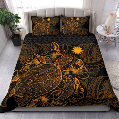 Polynesian Bedding Set - Nauru Duvet Cover Set Gold Color
