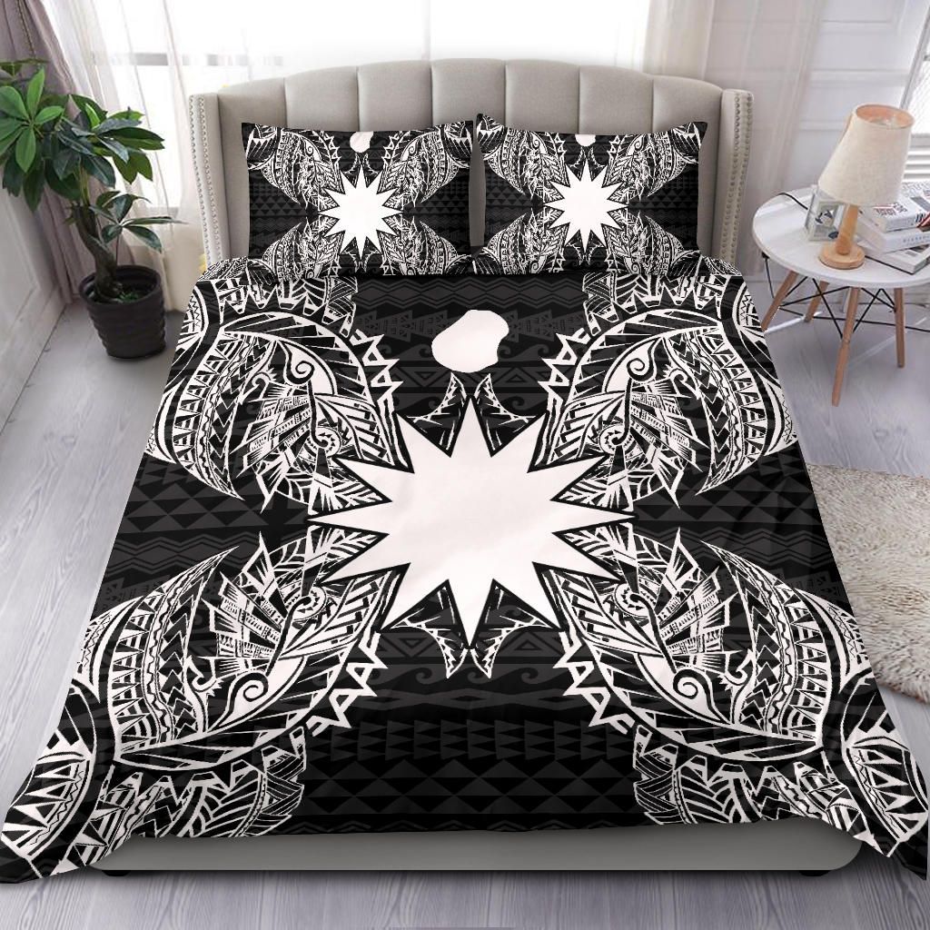 Polynesian Bedding Set - Nauru Duvet Cover Set Map Black