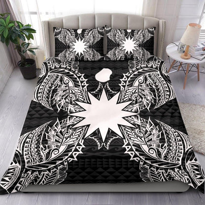 Polynesian Bedding Set - Nauru Duvet Cover Set Map Black
