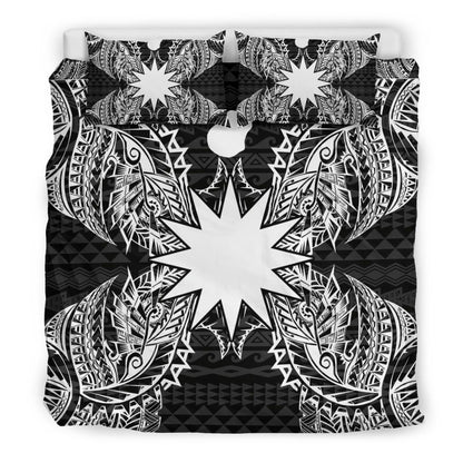 Polynesian Bedding Set - Nauru Duvet Cover Set Map Black