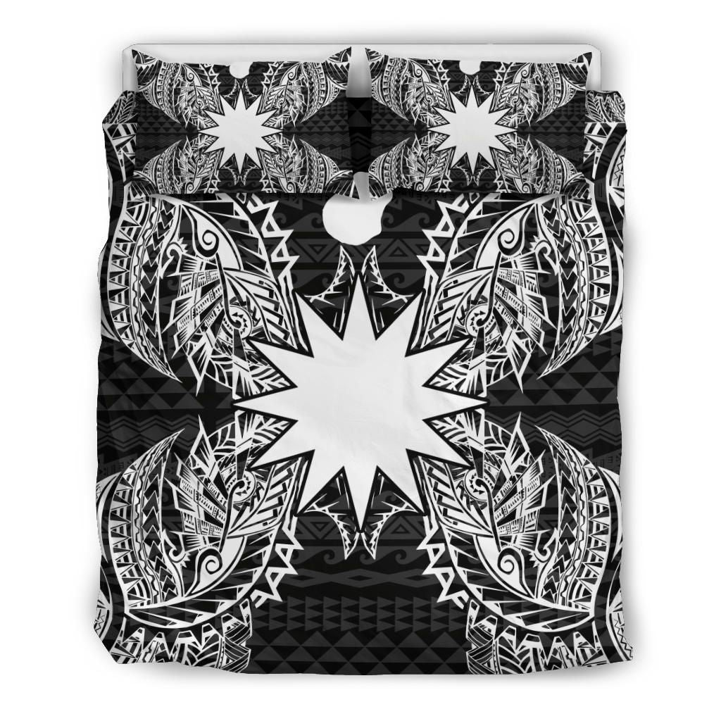 Polynesian Bedding Set - Nauru Duvet Cover Set Map Black