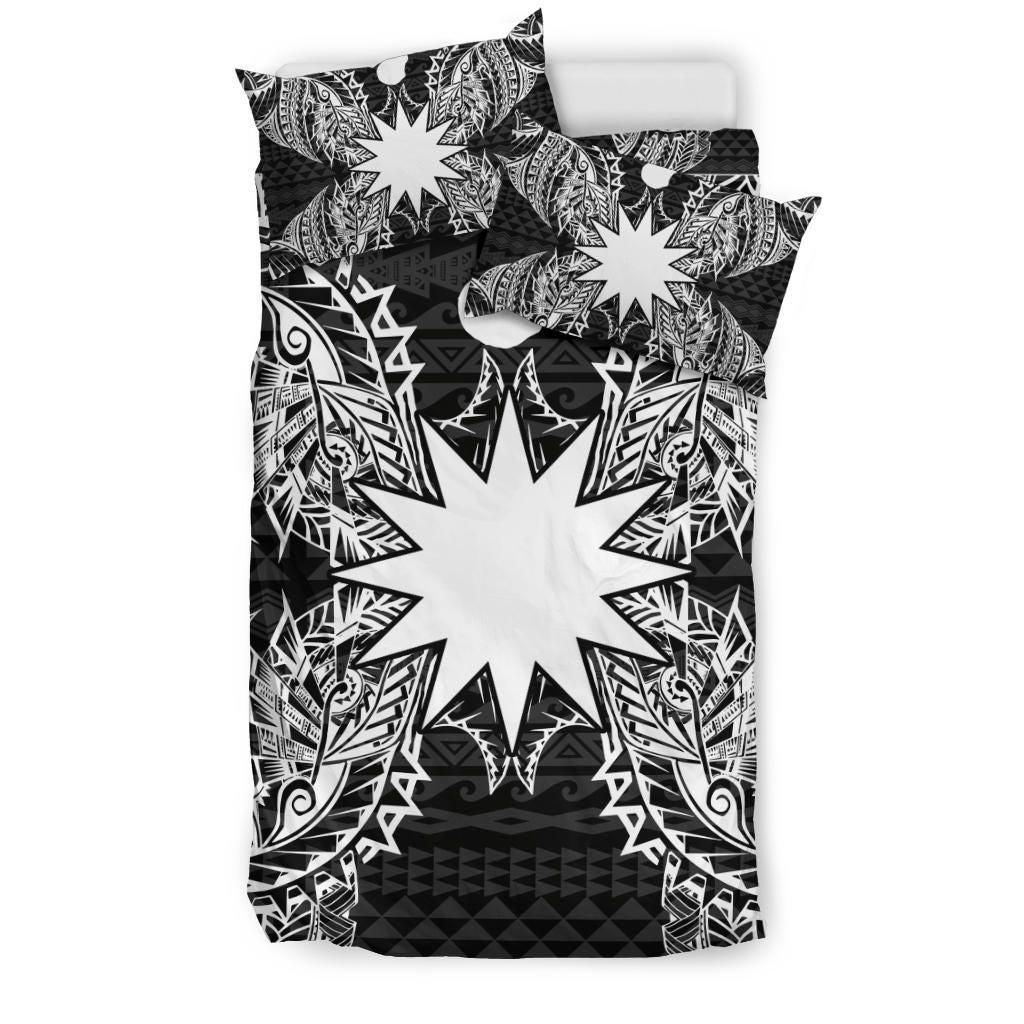 Polynesian Bedding Set - Nauru Duvet Cover Set Map Black