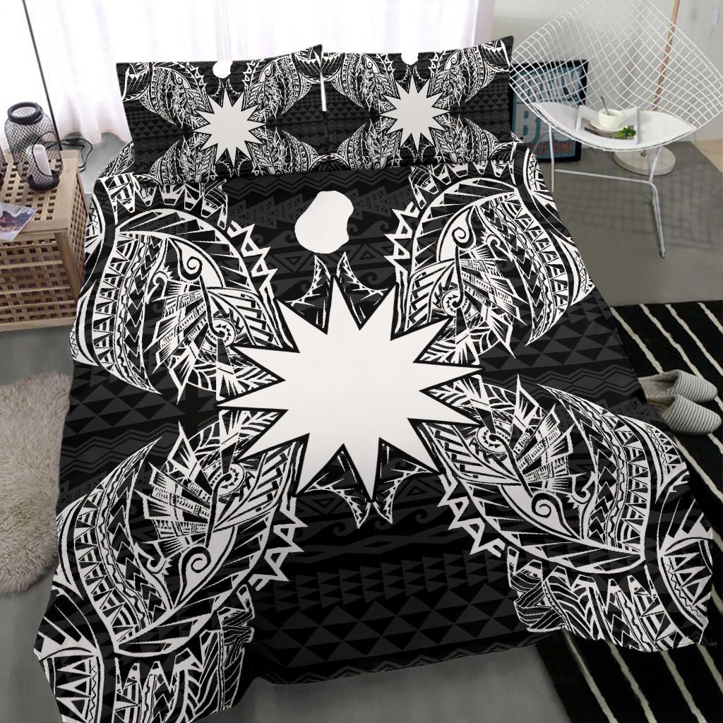 Polynesian Bedding Set - Nauru Duvet Cover Set Map Black
