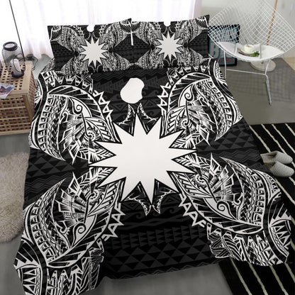 Polynesian Bedding Set - Nauru Duvet Cover Set Map Black
