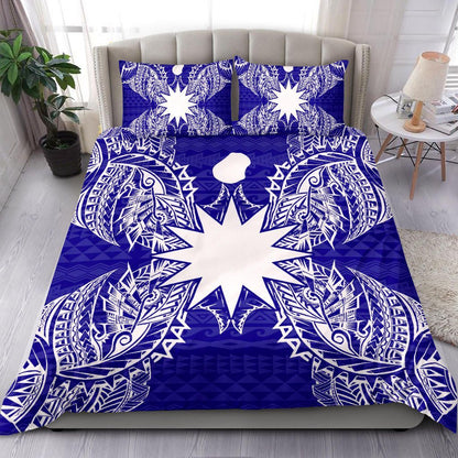 Polynesian Bedding Set - Nauru Duvet Cover Set Map Blue