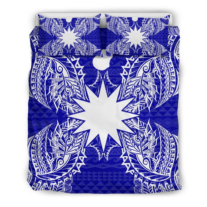 Polynesian Bedding Set - Nauru Duvet Cover Set Map Blue