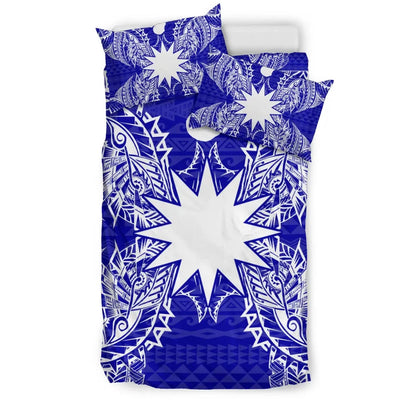 Polynesian Bedding Set - Nauru Duvet Cover Set Map Blue