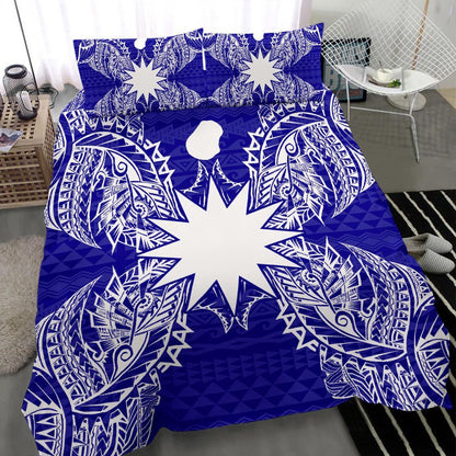 Polynesian Bedding Set - Nauru Duvet Cover Set Map Blue
