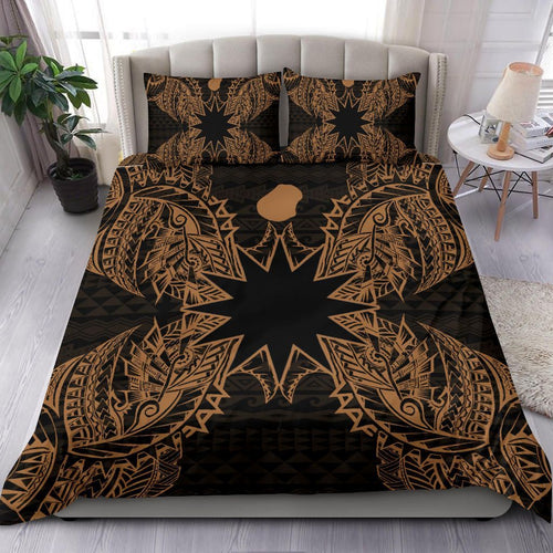 Polynesian Bedding Set - Nauru Duvet Cover Set Map Gold
