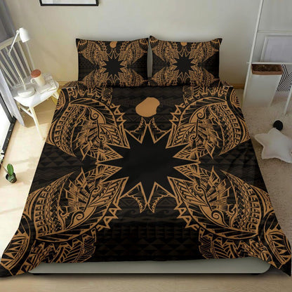 Polynesian Bedding Set - Nauru Duvet Cover Set Map Gold