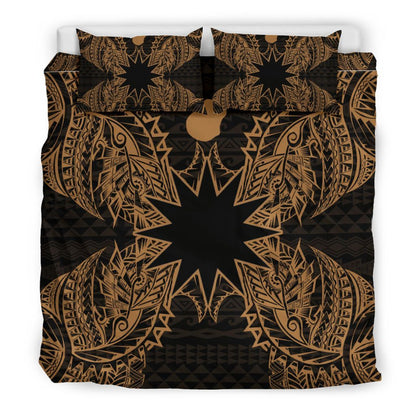 Polynesian Bedding Set - Nauru Duvet Cover Set Map Gold