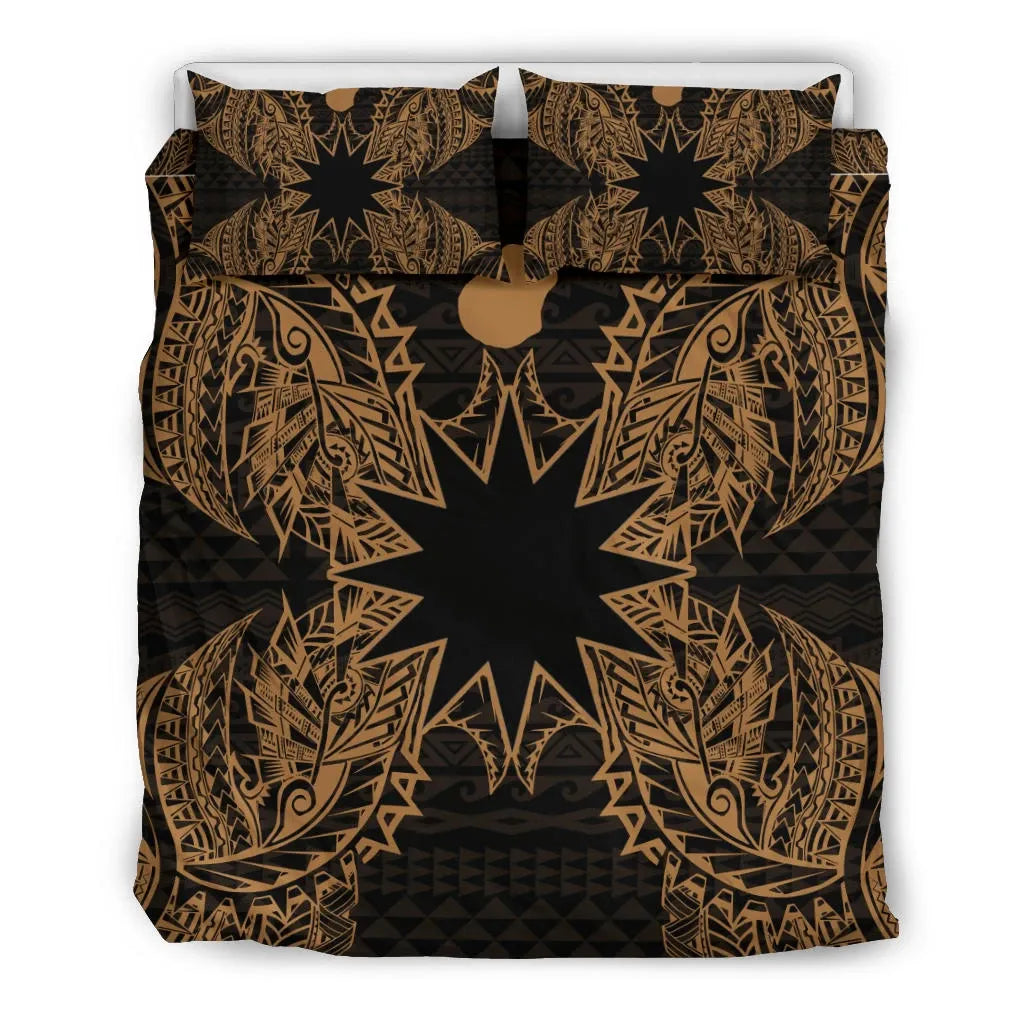 Polynesian Bedding Set - Nauru Duvet Cover Set Map Gold