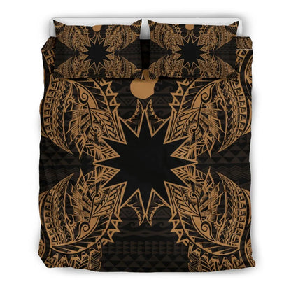 Polynesian Bedding Set - Nauru Duvet Cover Set Map Gold