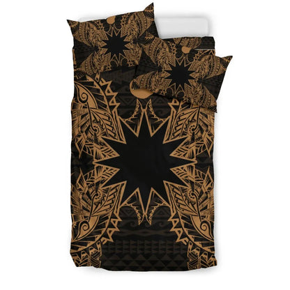Polynesian Bedding Set - Nauru Duvet Cover Set Map Gold
