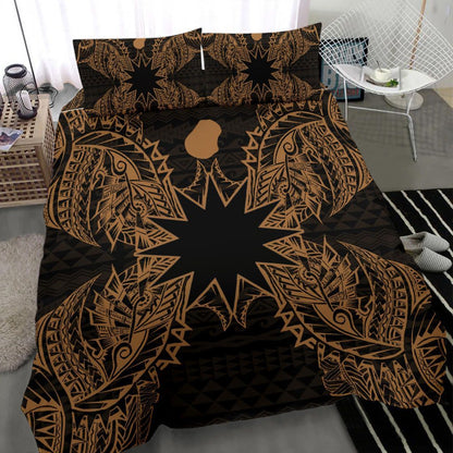Polynesian Bedding Set - Nauru Duvet Cover Set Map Gold