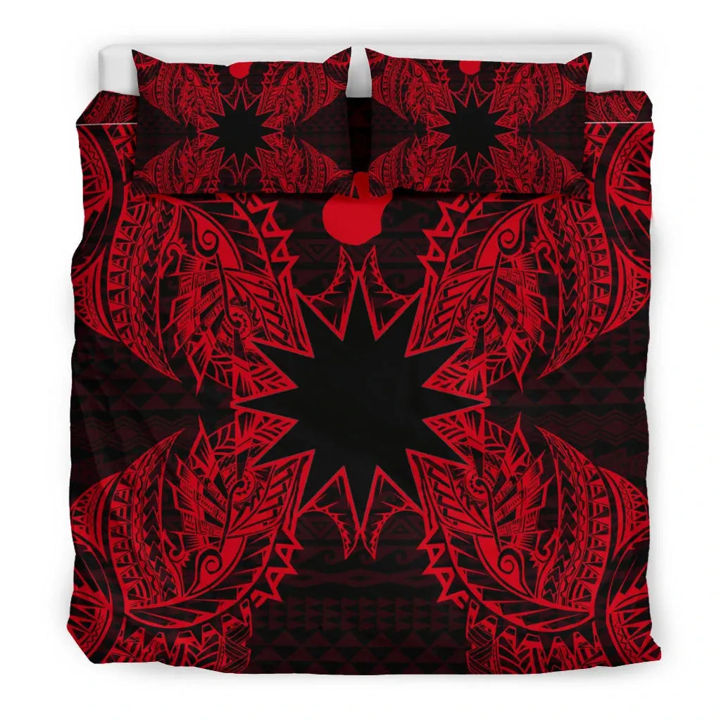 Polynesian Bedding Set - Nauru Duvet Cover Set Map Red