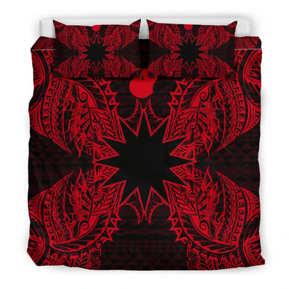 Polynesian Bedding Set - Nauru Duvet Cover Set Map Red